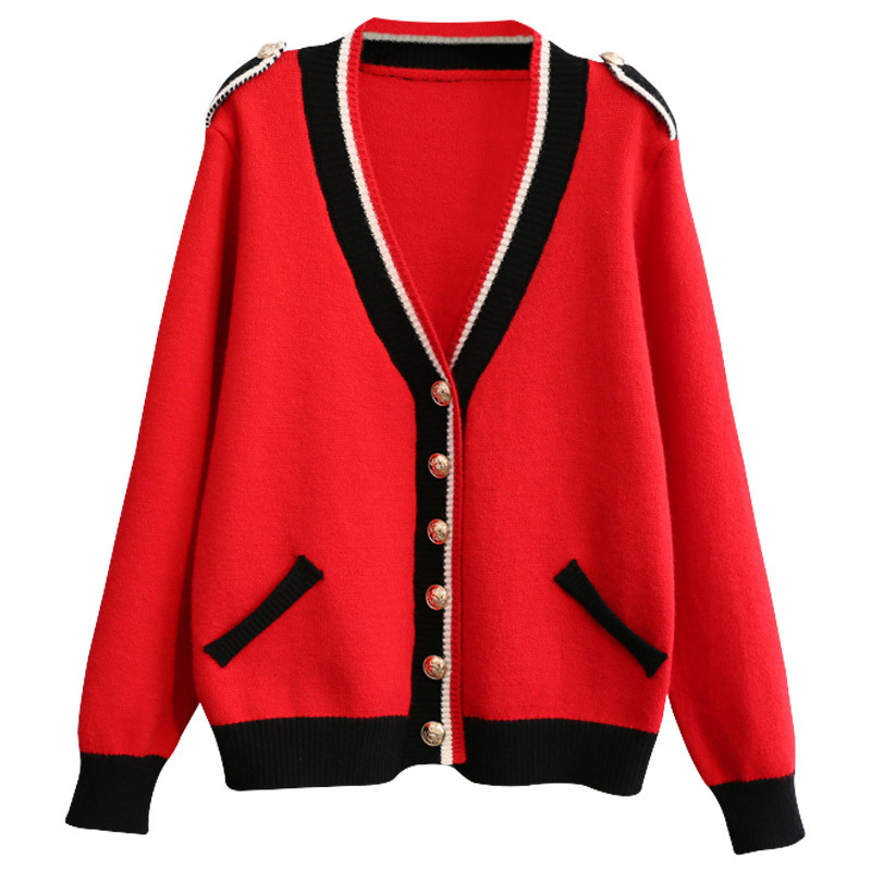 Graceful Sweater Cardigan Coat Women's New Year New Style Red Spring Clothing Fashion Sweater Short Tops Fashion 201031