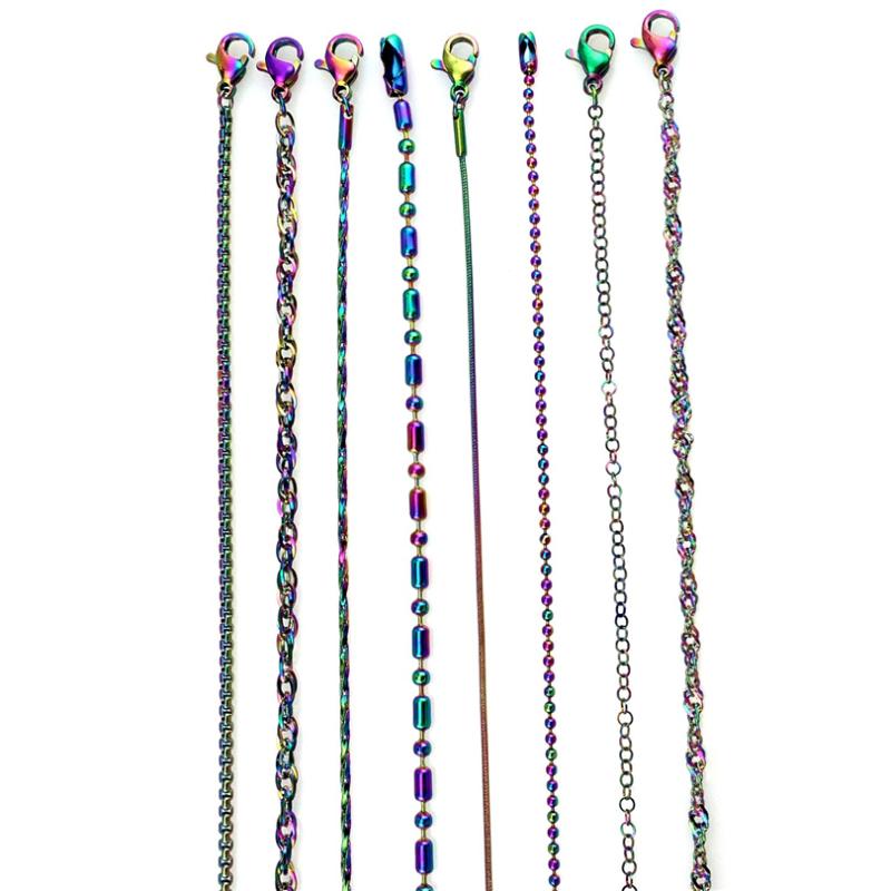 6styles Rainbow Color Stainless Link Snake Water-wave Popcorn Beads Chain Necklaces For Women Girl Kids Jewelry Making
6styles Rainbow Color Stainless Link Snake Water-wave Popcorn Beads Chain Necklaces For Women Girl Kids Jewelry Making