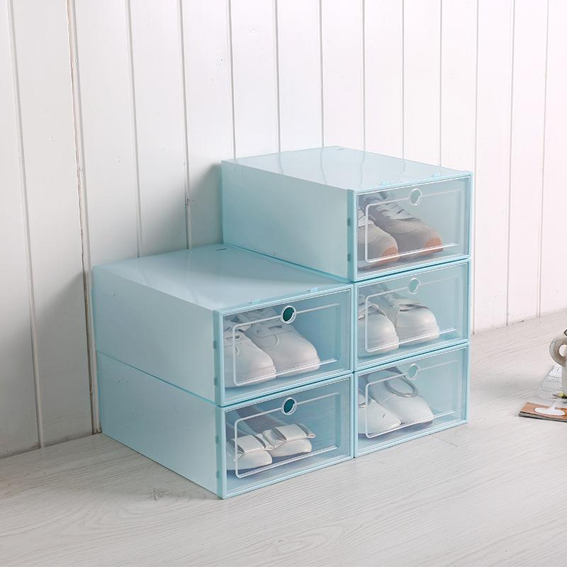 6PCS/Set Thickened flip shoes transparent Drawer Case Plastic Shoe Boxes Stackable Box storage box shoe storage organizer