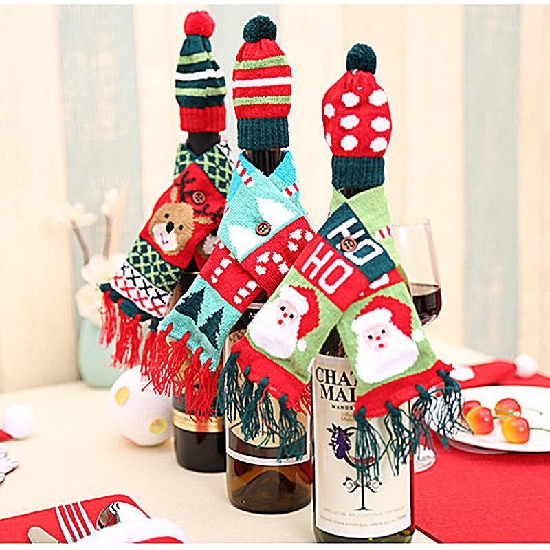 Bottle Hat and scarf Christmas Decoration home Bottle Cover Bag Santa Claus Deer and Xmas Tree Knitting Hats Fabrics Cap1
Bottle Hat and scarf Christmas Decoration home Bottle Cover Bag Santa Claus Deer and Xmas Tree Knitting Hats Fabrics Cap1