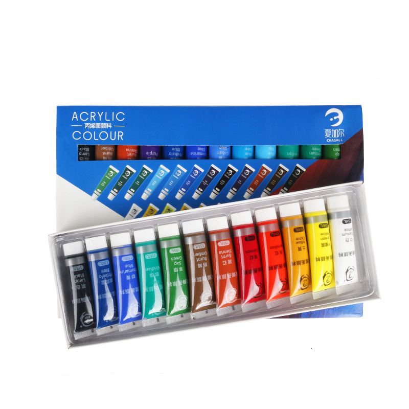 12/24 Colors 15ML Tube Professional Acrylic Paint Set For Fabric Clothing Nail Glass Drawing Painting For Kids Art Supplies 201225