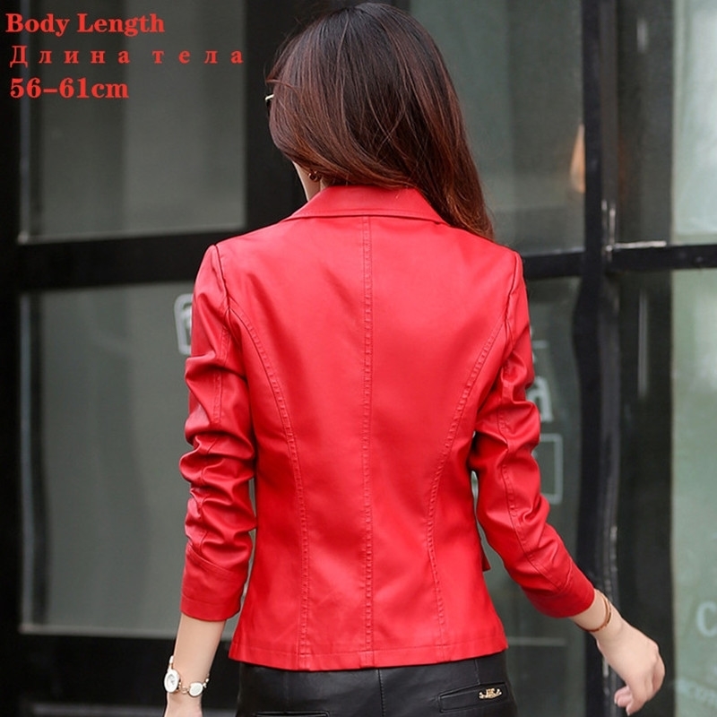 Red Faux Leather Blazers Women Female Slim Fashionable Short Plus Size Blue Black PU Oversized Leather Jacket Coat 5XL Woman 201030