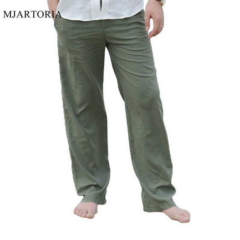 Vintage Cotton Linen Pants Casual Mens Trousers Pocket Pantalones Hombre Straight Pants Streetwear Loose Moletom Masculino 201110