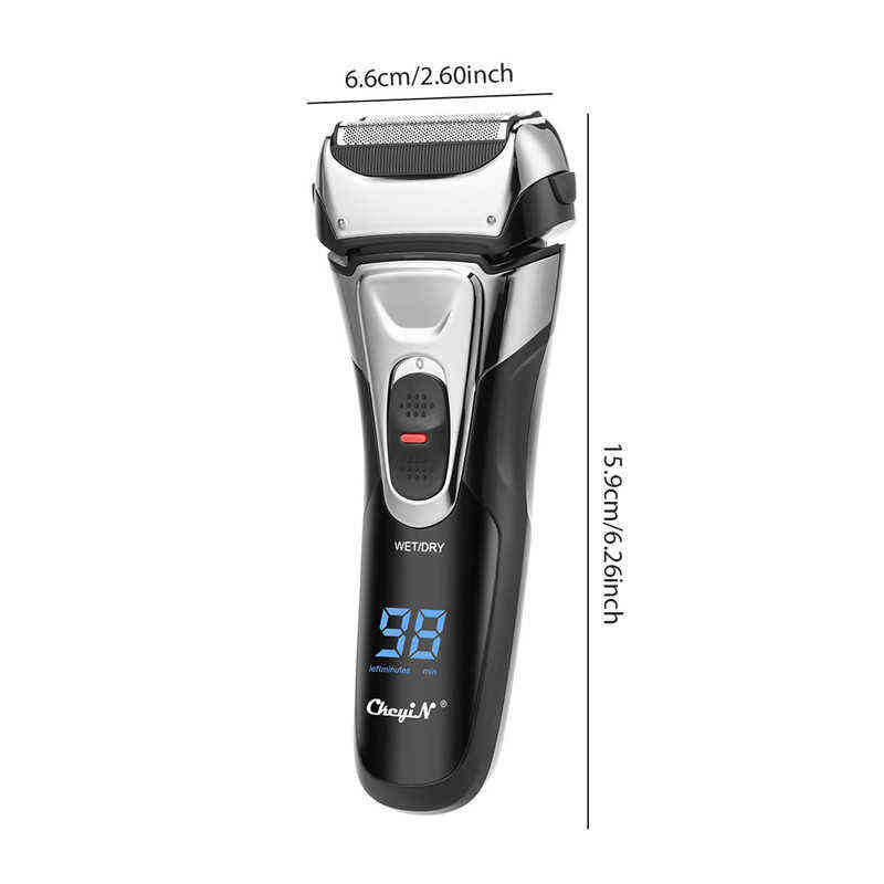 Waterproof Shaver Razor 3D Triple Floating Blade Beard Trimmer USB Rechargeable Shaving Machine Barbeador LED Display 220112