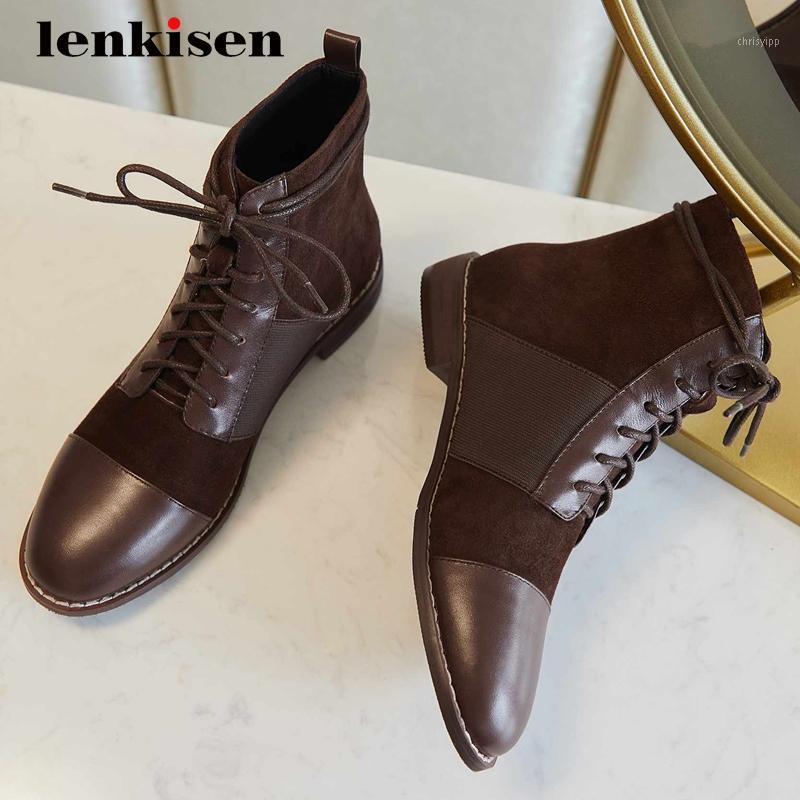 Lenkisen work boot sheep suede recommend modern round toe thick low heel lace up office lady daily wear mature ankle boots L2f61, Black
Lenkisen work boot sheep suede recommend modern round toe thick low heel lace up office lady daily wear mature ankle boots L2f61, Black