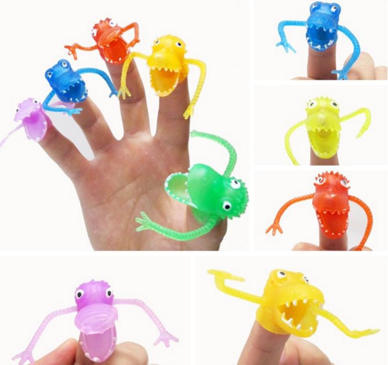 Dinosaur Finger Puppets Animal Bulk Soft Rubber Dino Head Stroy Toys Pinata Stuffer Party Favors Christmas Stocking Filler Gifts