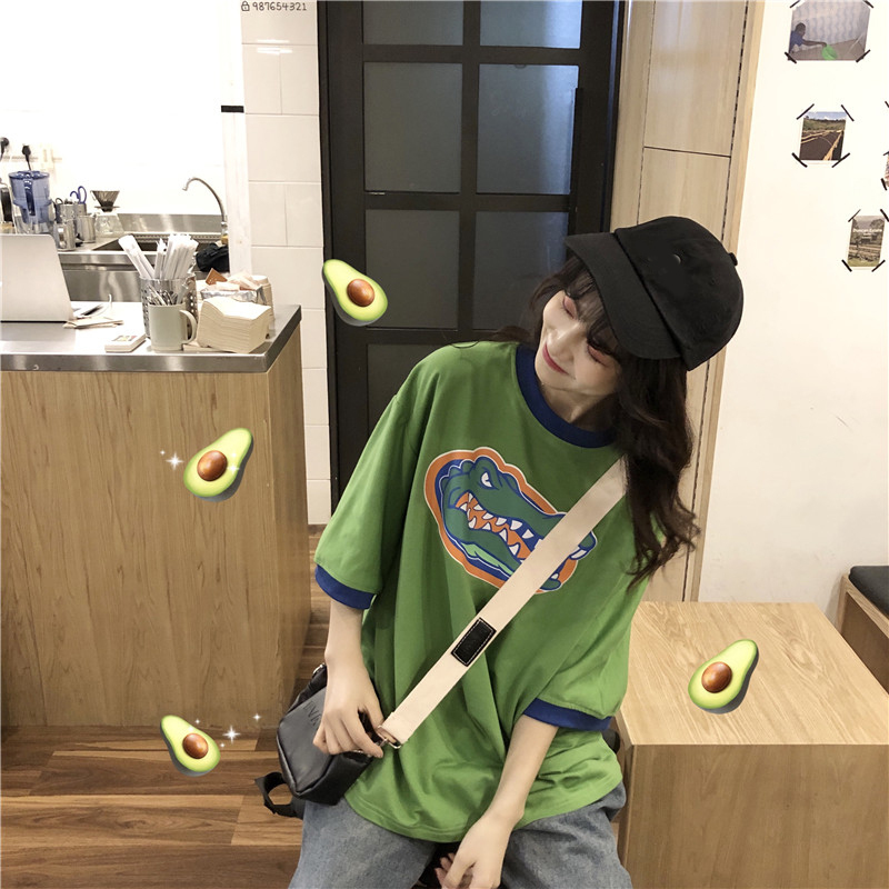 Fashion Summer T shirt Women Clothing Korean Style Ulzzang Harajuku Short Sleeve Tshirt Female Casual Green Tshirt Top T200516