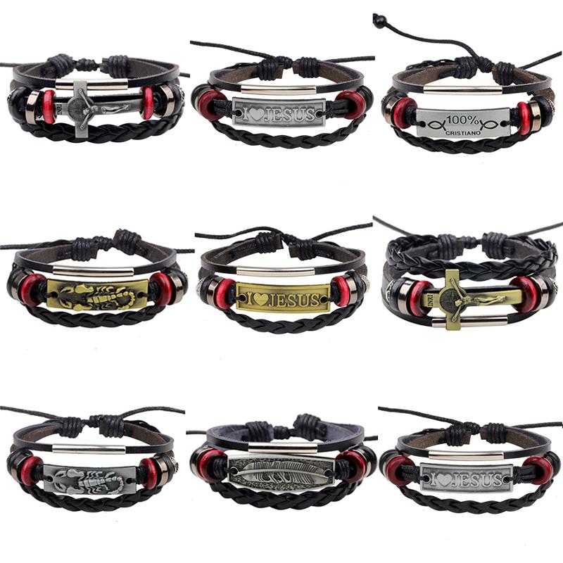 New Leather Bracelet Fashion Men Jewelry Charm Bracelets 2020 Cross INRI Jesus Adjustable Handmade Bangle For Women Friend Gift
New Leather Bracelet Fashion Men Jewelry Charm Bracelets 2020 Cross INRI Jesus Adjustable Handmade Bangle For Women Friend Gift