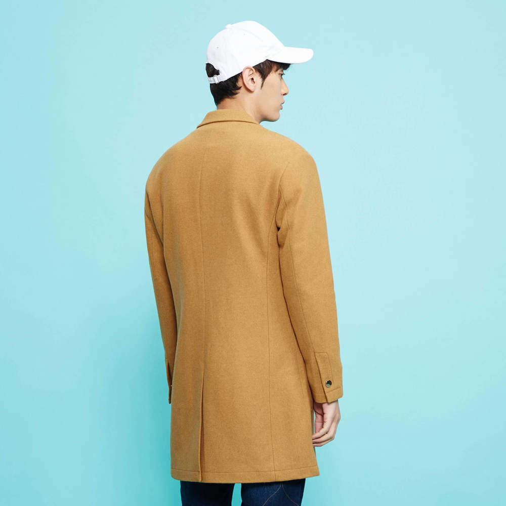 METERSBONWE Winter Men Wool Coat Medium-Long Overcoat Slim Korean Suit 201120