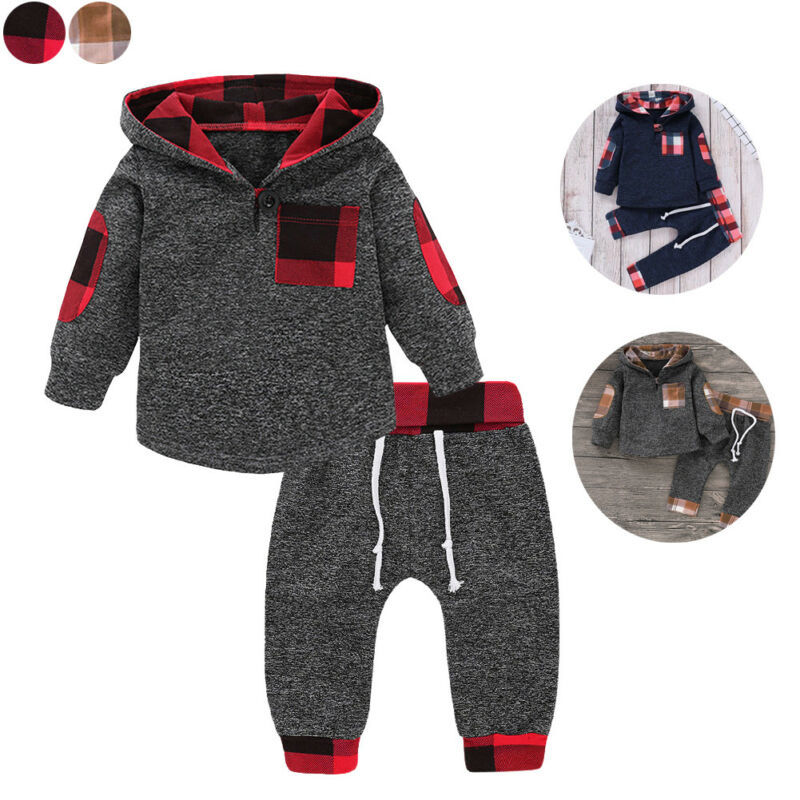 Newborn Baby Boy Girl Clothes Autumn Winter Hooded Tops+Pants 2PCS Set Outfits Y1105