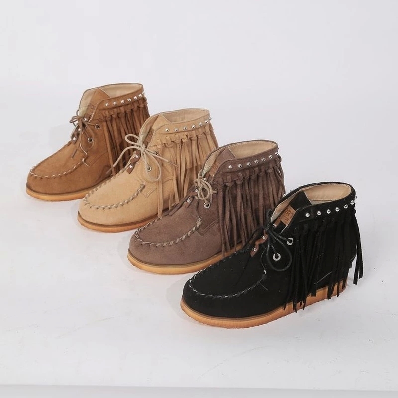 Women Fashion Fringed Ankle Boots Casual Round Toe Ladies Roman Retro Style Solid Color Tassel Short Flat Shoes Botines Mujer #RX2P, Beige
Women Fashion Fringed Ankle Boots Casual Round Toe Ladies Roman Retro Style Solid Color Tassel Short Flat Shoes Botines Mujer #RX2P, Beige