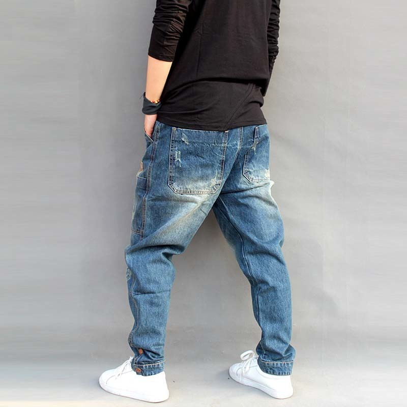 Mens Jeans Casual Joggers Plus Size Hip Hop Harem Denim Pants Camouflage Patchwork Quality Trousers Blue Jeans Male Clothes T200614
