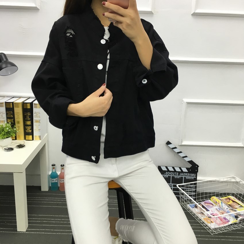Demin jacket Women white Black Denim Jacket Spring Jeans Coat Casual Harajuku Streetwear Female Vintage Jeans Coat 201023