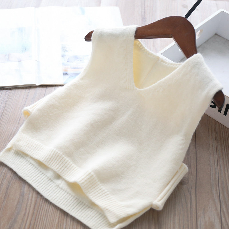 Girl's Two - Piece Tie Knit Two-color Tank Top Check Skirt Set Kids Clothes Girls Girls Boutique Outfits girls outfitsX1019