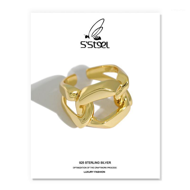 Cluster Rings S'STEEL Chain For Women 925 Sterling Silver Korean Designer Minimalist Adjustable Ring Anillos Grandes De Mujer Jewellery, Golden;silver
Cluster Rings S'STEEL Chain For Women 925 Sterling Silver Korean Designer Minimalist Adjustable Ring Anillos Grandes De Mujer Jewellery, Golden;silver