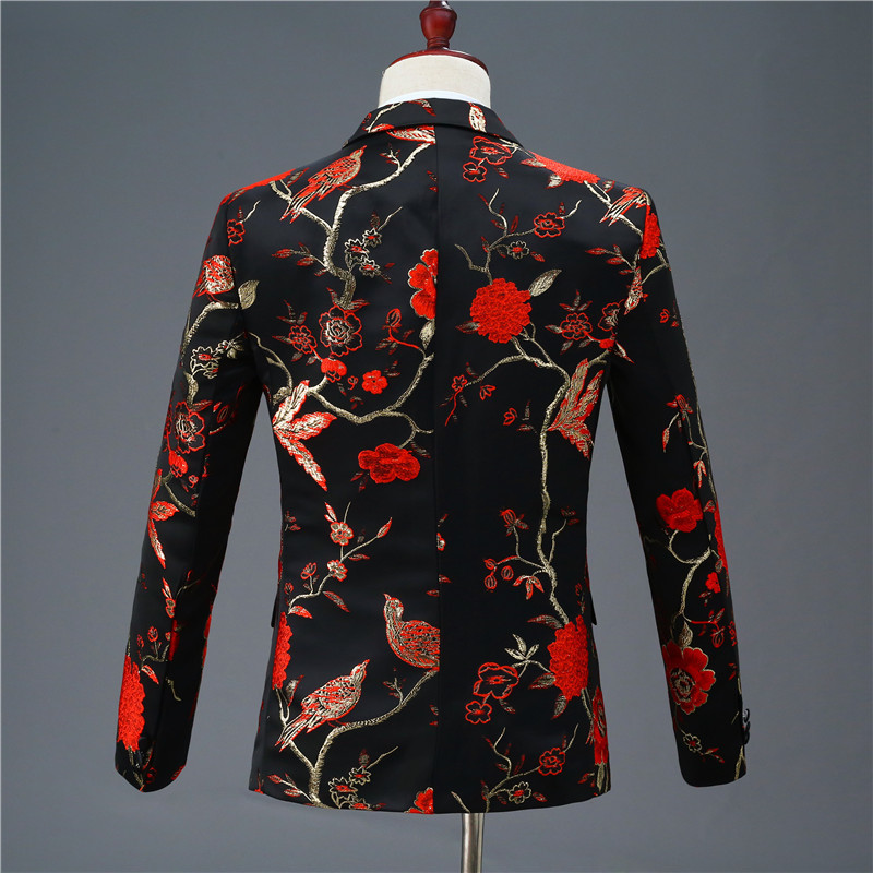Black and Red Vintage Mens Print Blazer Elegant Mens Jacket Men Prom Suits Wine Tuxedo Terno Masculino Spring Blazer For Men 201104