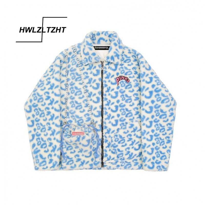 HWLZLTZHT Faux Fur Warm Winter Women Jacket Plus Size Fuzzy Cute Jackets Milk Cow Leopard Print Turn-down Collar Coat Overcoat 201028