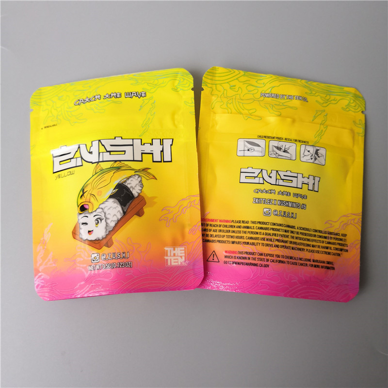 sf Newest zushi Mylar Flavor Bag Herb zoy Flower Zipper Bag Dry Tobacco Retail Bag zushi mylar bags 3.5g Packaging bags Child Proof Function
sf Newest zushi Mylar Flavor Bag Herb zoy Flower Zipper Bag Dry Tobacco Retail Bag zushi mylar bags 3.5g Packaging bags Child Proof Function
