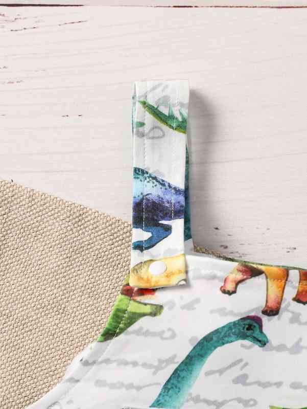 Baby Striped & Dinosaur Print Kangaroo Pocket Overall Jumpsuit SHE