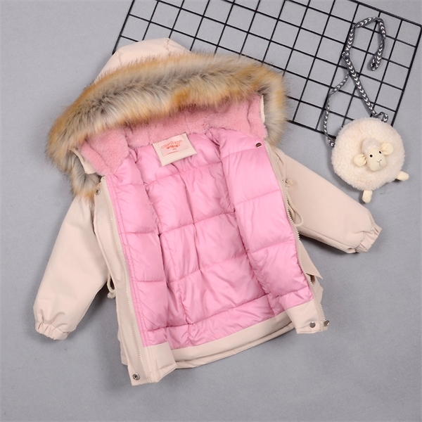 Childrens' jacket for Girls Denim Fur Warm Children's winter Baby girl's cotton clothes baby's Thick padded Toddler coat C1108