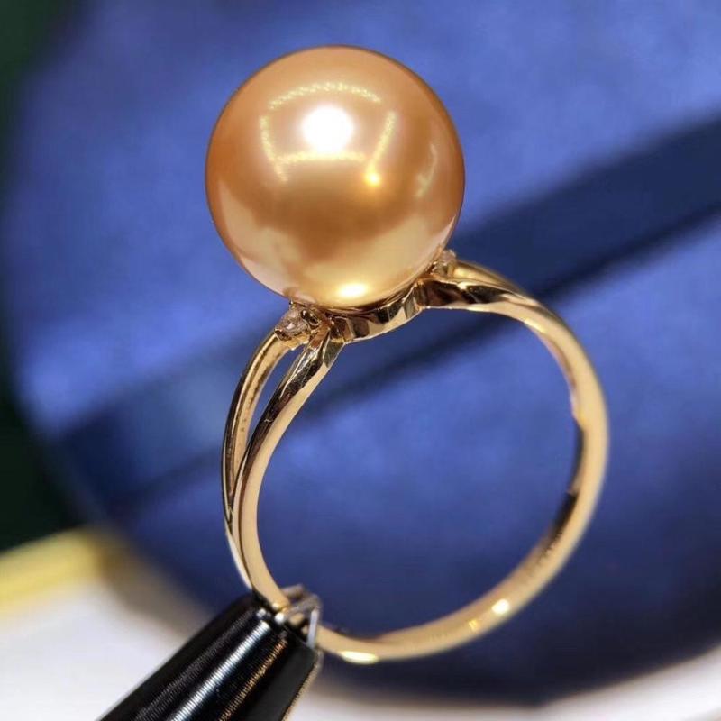 D910 Pearl Ring Fine Jewelry Real 18K Gold Round 10-11mm Nature Sea Water Golden Pearls Rings for Women Fine Presents
D910 Pearl Ring Fine Jewelry Real 18K Gold Round 10-11mm Nature Sea Water Golden Pearls Rings for Women Fine Presents