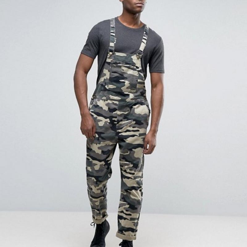 Men One Shoulder Fashion Jeans Jumpsuit Casual Camouflage Print Jeans Jumpsuits Overalls Tracksuit Camo Suspender Pant AAA Discount for in-store purch