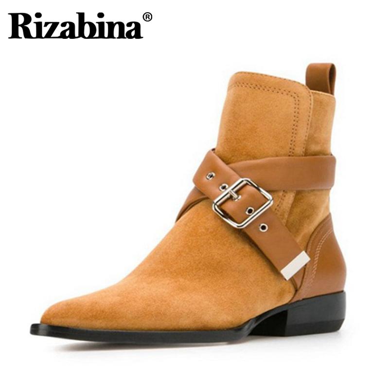 Rizabina Woman Ankle Boots Genuine Leather Buckle Snake Pattern Winter Shoes Woman Fashion Cool Short Boots Size 34-43, Black 
Rizabina Woman Ankle Boots Genuine Leather Buckle Snake Pattern Winter Shoes Woman Fashion Cool Short Boots Size 34-43, Black