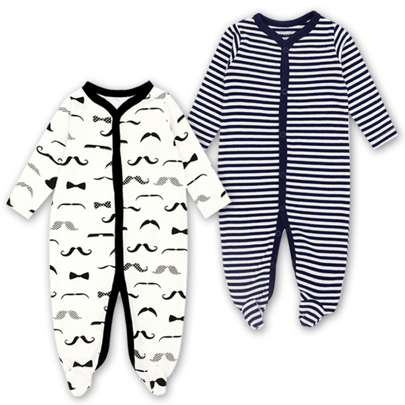 Newborn Baby Boys Girls Sleepers Pajamas Babies Jumpsuits 2 PCS/lot Infant Long Sleeve 0 3 6 9 12 Months Clothes LJ200827