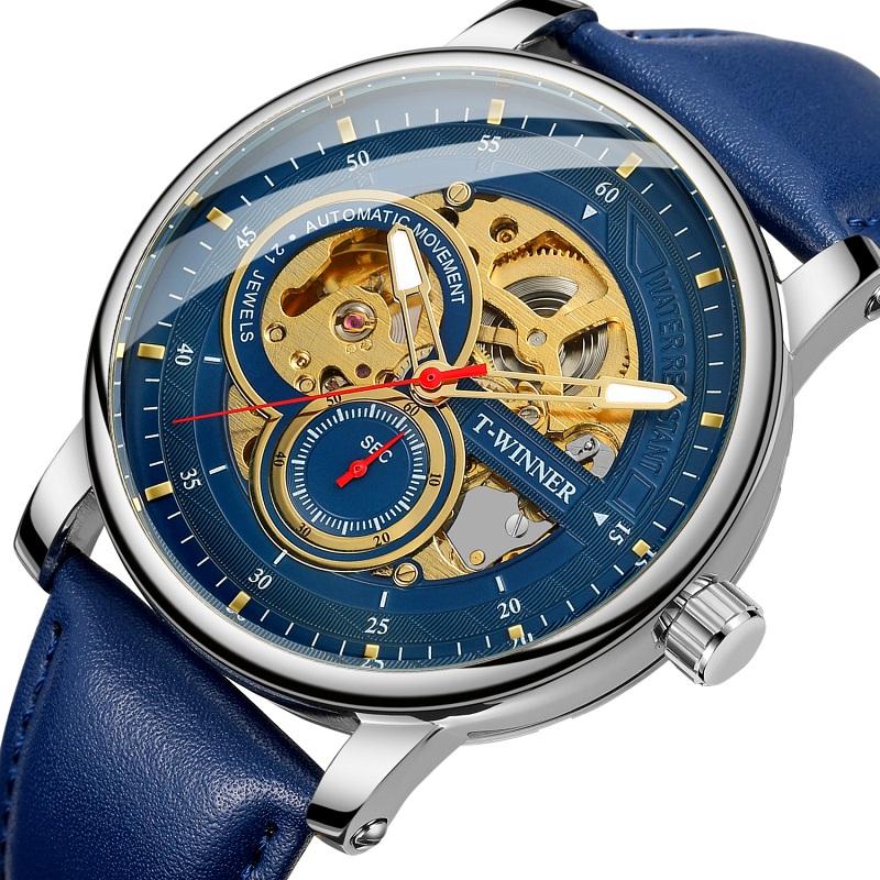Wristwatches T-WINNER Hollow Automatic Mechanical Watch For Men Arrival Fashion In 2021 Gift Lovers Leather Band, Black
Wristwatches T-WINNER Hollow Automatic Mechanical Watch For Men Arrival Fashion In 2021 Gift Lovers Leather Band, Black
