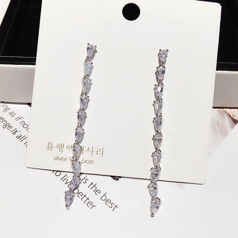 high-end long tassel dangle earrings water drop shaped cubic zircon earrings for women cz crystal jewelry, Silver
high-end long tassel dangle earrings water drop shaped cubic zircon earrings for women cz crystal jewelry, Silver