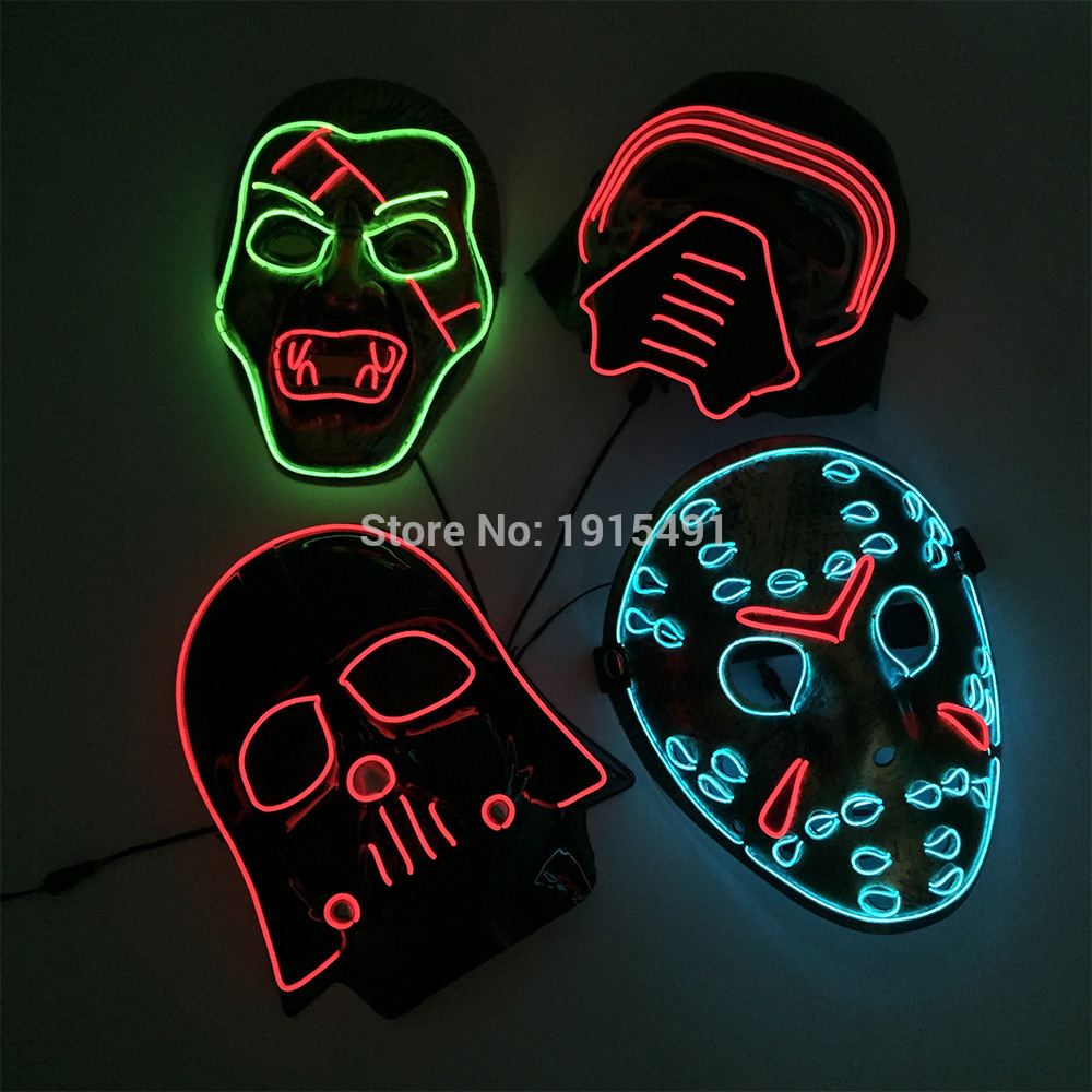 Friday the 13th The Final Chapter Led Light Up Figure Mask Music Active EL Fluorescent Horror Mask Hockey Party Lights T2009073690944