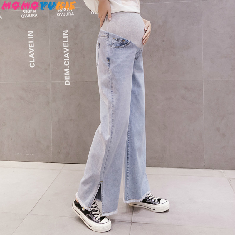 Denim Maternity Jeans Pants Pregnant Women Clothes Boyfriend Vintage wide leg Loose Straight Jeans Pregnancy Pants Plus size LJ201123
