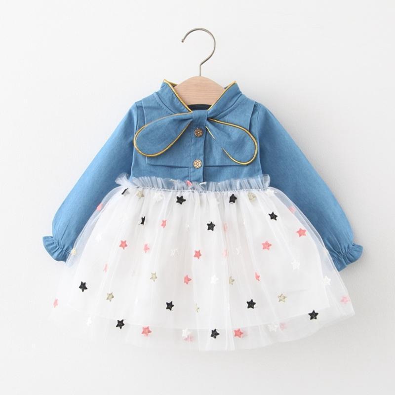 Girls Princess Dress 2020 Autumn Children Kids Baby Infants Bowtie Jeans Star Mesh Patchwork Long Sleeve Party Dresses S109931, White
Girls Princess Dress 2020 Autumn Children Kids Baby Infants Bowtie Jeans Star Mesh Patchwork Long Sleeve Party Dresses S109931, White