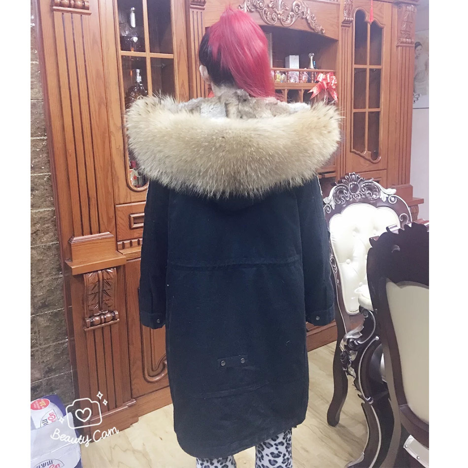 MaoMaoKong X-Long Embroidery Large real Fur Hooded Parkas Coat natural Fur women Jacket 201029