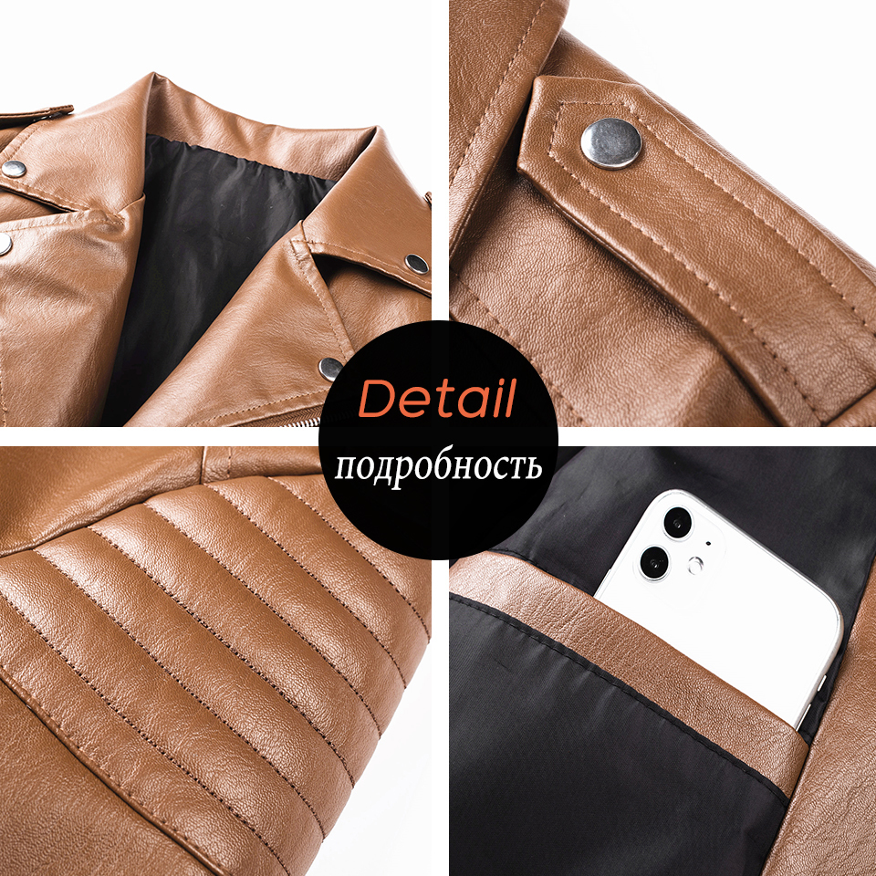 Ucrazy Men Autumn New Casual Moto Leather Jacket Coat Men Fashion Vintage Outfit Zipper Distressed Faux Leather Jackets Men 201120