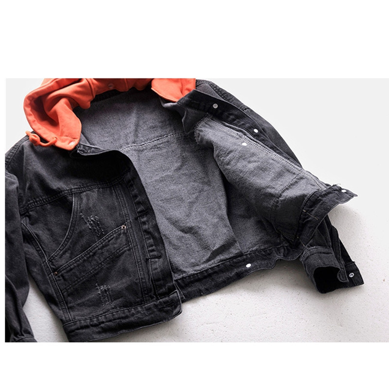 Fashion Denim Jacket New Detachable Hooded Women Coat Short Outerwear Multi-pocket Single-breasted Female Denim Casual Tops 201106
