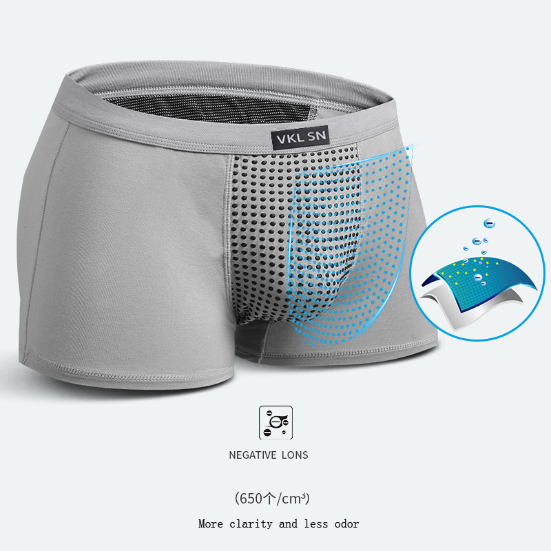 3 pieces/bag Pants Men's Underwear Generation Tourmaline Ice Silk Breathable Men's Sexy Underwear British Magnetic Therapy Boxer 201023