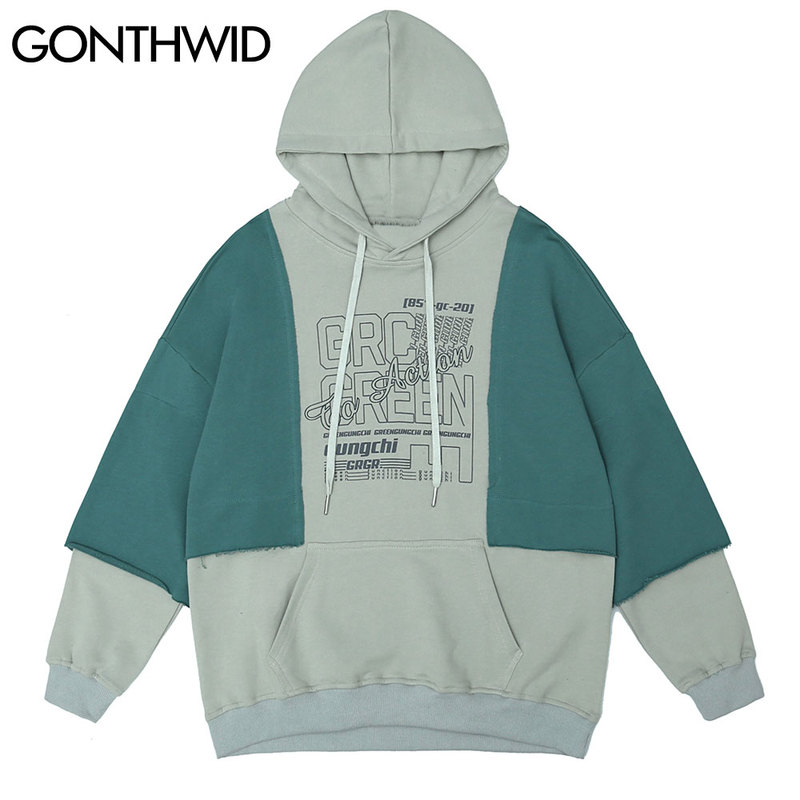 Hip Hop Color Block Patchwork Fake 2 Pieces Hoodies Streetwear Harajuku Casual Pullover Hooded Sweatshirts Mens Tops, Kg-1
Hip Hop Color Block Patchwork Fake 2 Pieces Hoodies Streetwear Harajuku Casual Pullover Hooded Sweatshirts Mens Tops, Kg-1