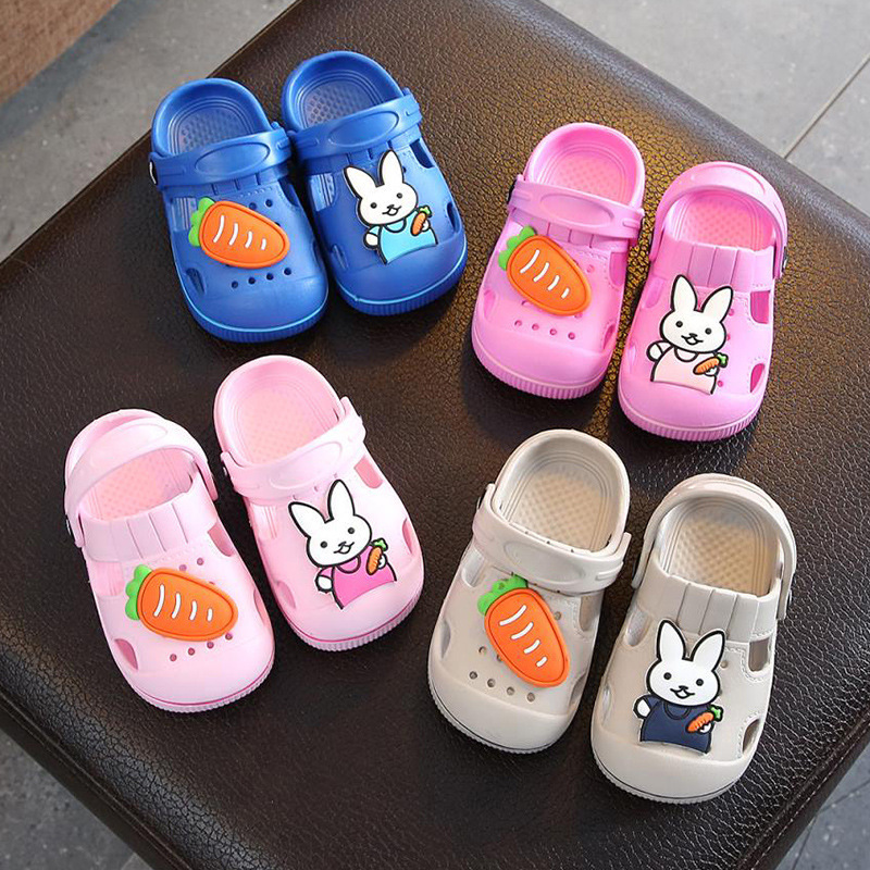 2-5y Kids Mules & Clogs Summer Baby Boys Girls Croc Sandals Flat Heels Rabbit Turnip Slippers Children's Garden Shoes Y17 201130