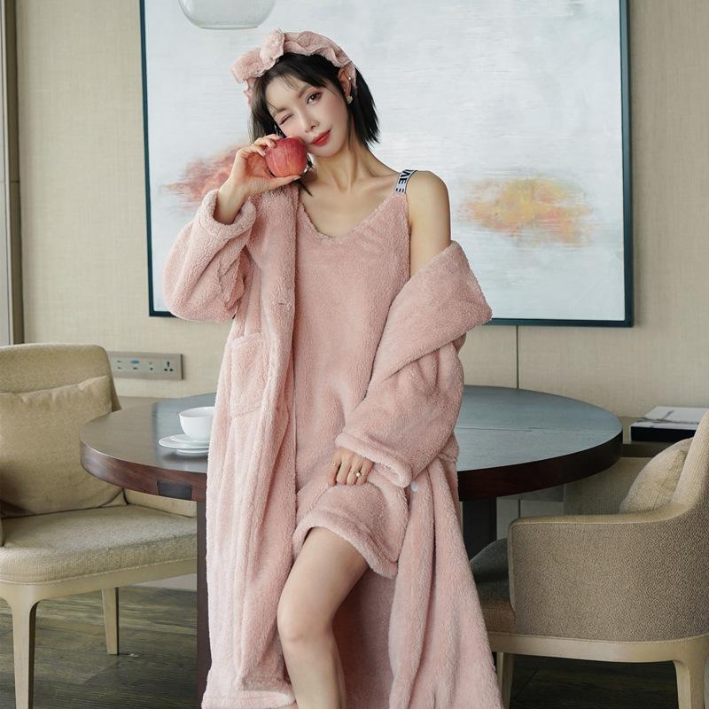 Flannel Home Service Sexy Pajamas Women Autumn and Winter Thickened Nightgown Women Bathrobe Suit Solid Color Keep Warm Pijamas, White 2pcs
Flannel Home Service Sexy Pajamas Women Autumn and Winter Thickened Nightgown Women Bathrobe Suit Solid Color Keep Warm Pijamas, White 2pcs
