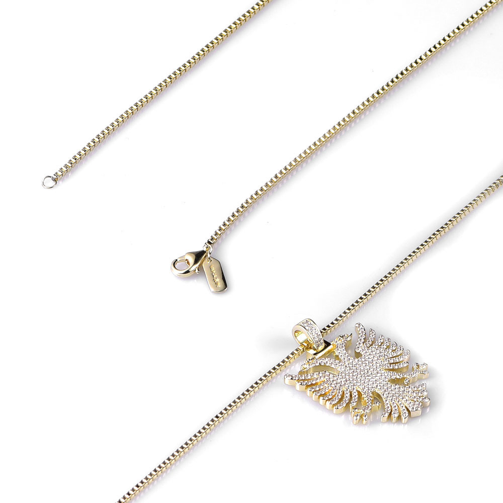 Albania Eagle Pendant Necklace Iced Kosova Serbia Double-headed Eagle CZ Paved Statement Hiphop Jewelry Men Women Ethnic Gifts 201014