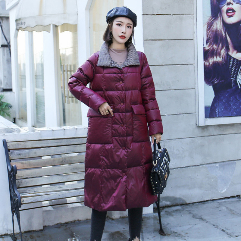 New Winter Women Double Sided Long Down Jacket Winter Turtleneck White Duck Down Coat Female Warm Slim Parkas Snow Outerwea 201019