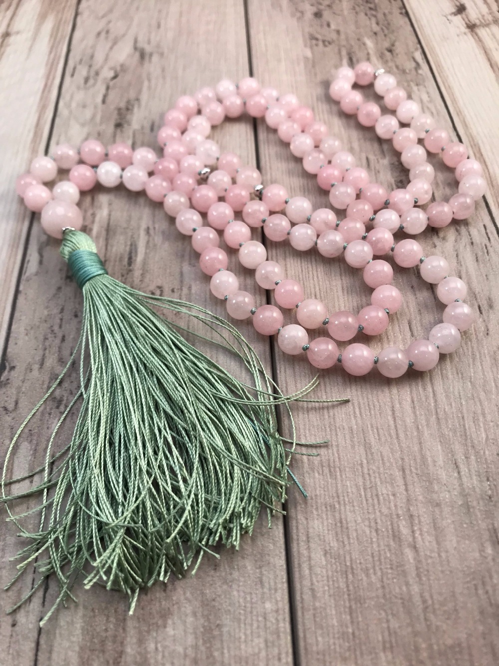 108 Mala Bead Necklace RoseQuartz Knotted Necklace Yoga Mala meditation Beads Mens Jewelry Prayer Necklaces Tassel Necklaces 201014