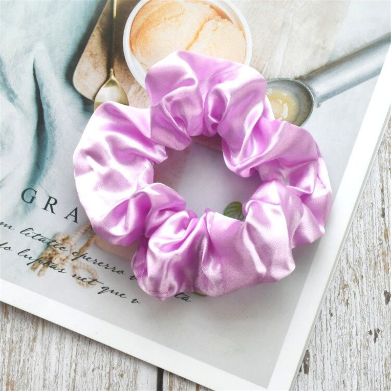 DHL Women Silk Scrunchie Elastic Handmade Multicolor HairBand Ponytail Holder Headband Hair Accessories epacket 70 colors