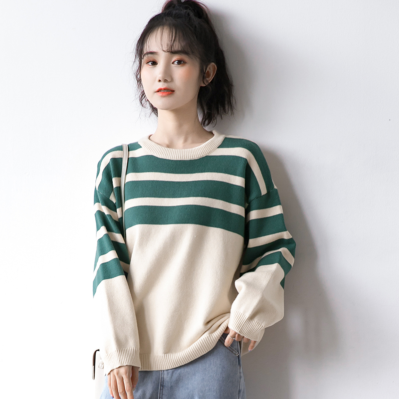 2021 New Striped Autumn Female Sweater Loose Around the Neck Jumper Based on Long Top Mesh I9SE, Green
2021 New Striped Autumn Female Sweater Loose Around the Neck Jumper Based on Long Top Mesh I9SE, Green