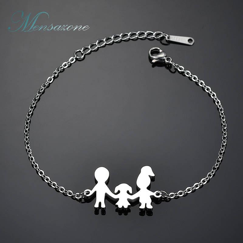 MENSAZONE Family Jewelry Lovely Mom Dad Girl Bracelet Stainless Steel Link Chain Simple Charm Bracelet For Kids 
MENSAZONE Family Jewelry Lovely Mom Dad Girl Bracelet Stainless Steel Link Chain Simple Charm Bracelet For Kids