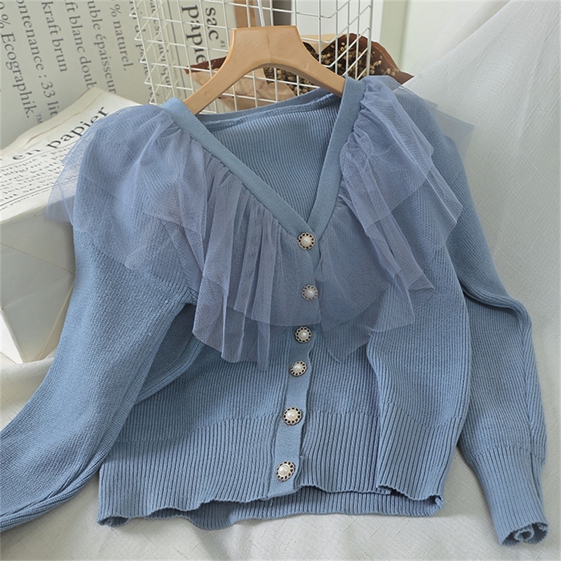 Spring Autumn Sweater Cardigan Women Long Sleeve Ruffle Pearl Button Knitted Sweater Coat Cardigan Feminino Pull Femme Y200915, Coffee
Spring Autumn Sweater Cardigan Women Long Sleeve Ruffle Pearl Button Knitted Sweater Coat Cardigan Feminino Pull Femme Y200915, Coffee