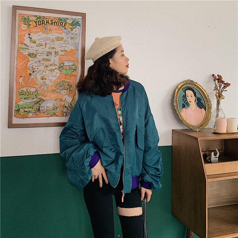 Spring Bomber Jacket Women Harajuku Style Printed Oversized Boyfriend Baseball Uniform Coat Female Fashion Streetwear Jackets 201029