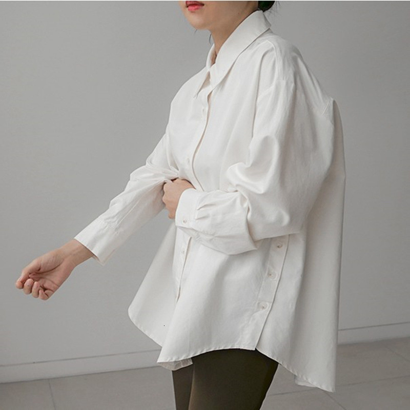 2021 New spring and autumn solid female simple casual fashion style irregular shirt top 9XBQ, White
2021 New spring and autumn solid female simple casual fashion style irregular shirt top 9XBQ, White