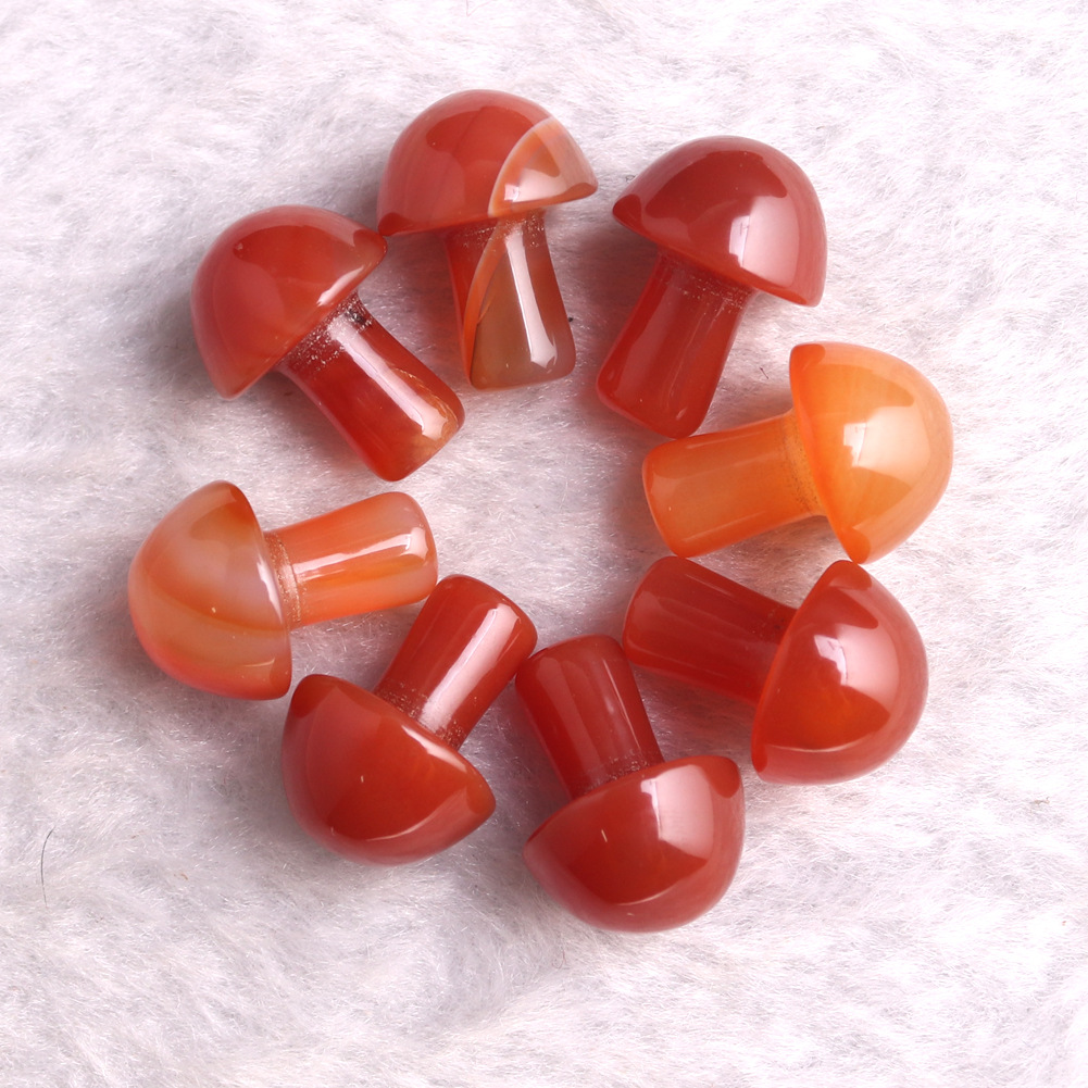 Mini Mushroom Statue Natural Stone Carved Decoration Rose Quartz Healing Crystal Gift Room Ornament Fish Tank Decor